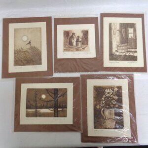 Ed Gifford Ohio Artist Hand-pulled Etchings Intaglio Print 1981 set of 5
